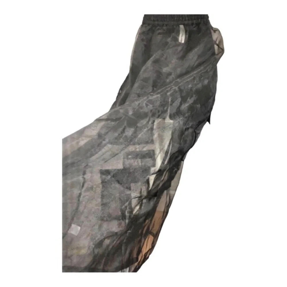 Black goth style sheer mesh chiffon cargo style full skirt size medium new‎
